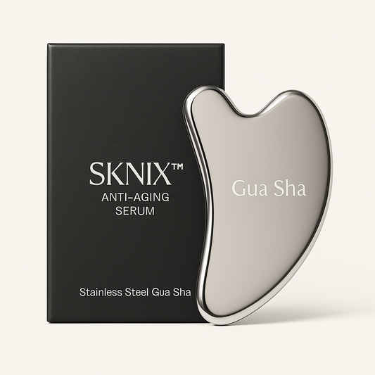 Upgrade Gua Sha Stainless Steel Tool for Face, Massage Scraper for Facial Skin Care (Metallic Luster)
